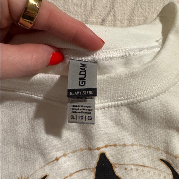 Gildan White Sweatshirt with Black and Gold Dragon Design - Picture 2 of 2